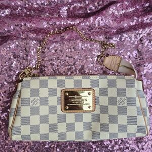 Louis Vuitton Cream and Gray Clutch Wristlet